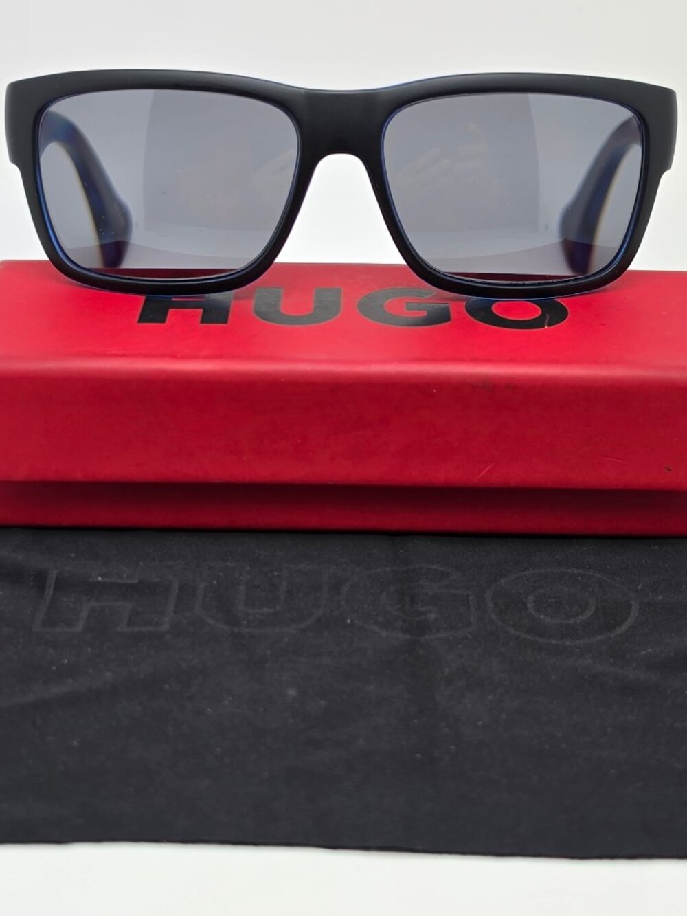 Hugo HG0176/S 0VKIR Matte Black on Blue Sunglasses FRAME ONLY w/ Case 58-16-140
